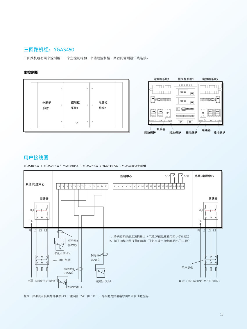 三回路機(jī)組電源接線